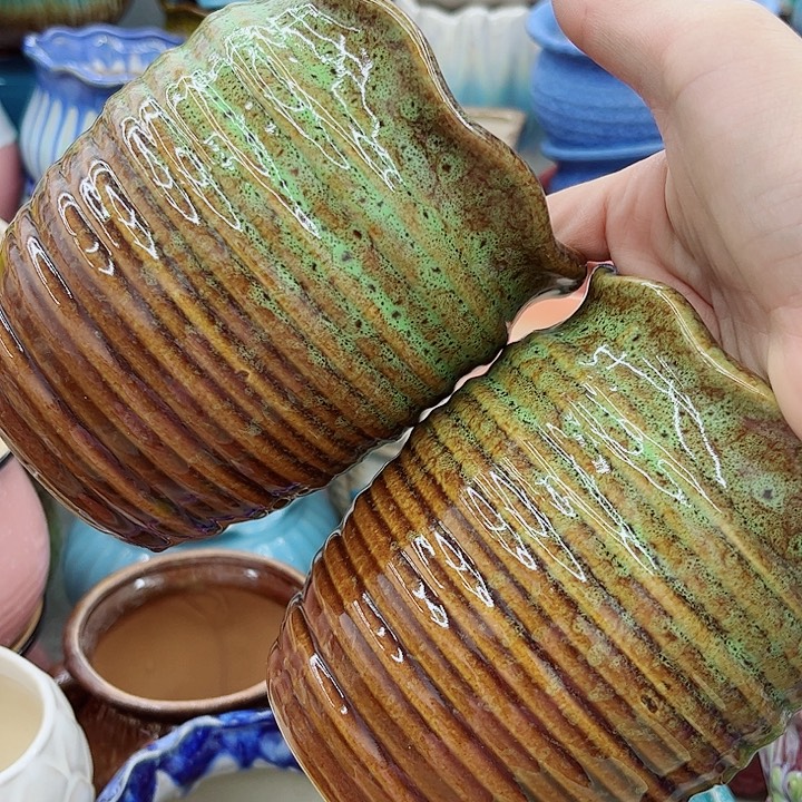 多肉绿植陶瓷花盆9.9包邮，有孔