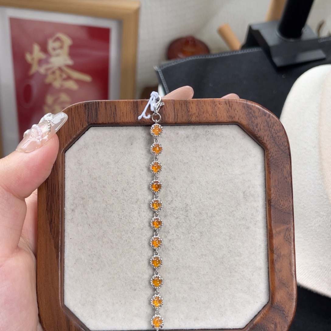 翡翠手链银S925镶嵌14558