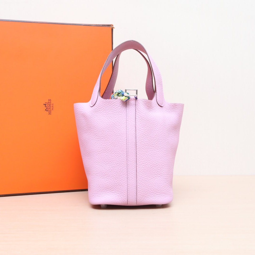 99新 Hermes/爱马仕 小花Jerry P205336422 18 菜篮子锦葵紫U刻