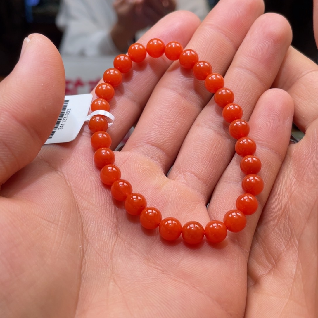 南红玛瑙柿子红单圈6mm冷水河未镶嵌