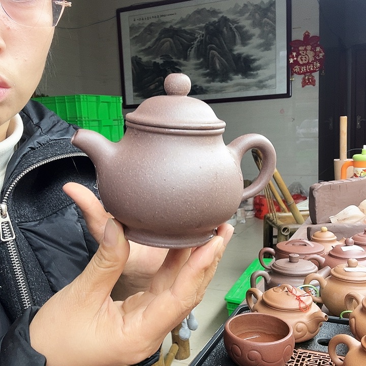 紫砂茶壶紫泥半手220