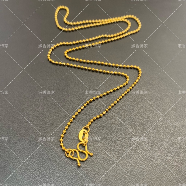 钛钢项链 M扣金色细闪光珠素链可串吊坠DIY圆珠锁骨气质百搭项链