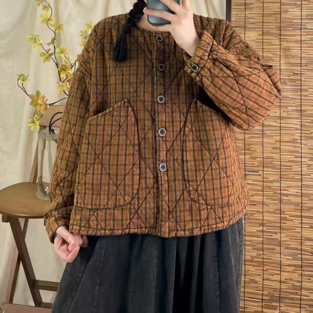 复古百搭秋冬文艺常规款不起球冬季宽松型女棉服
