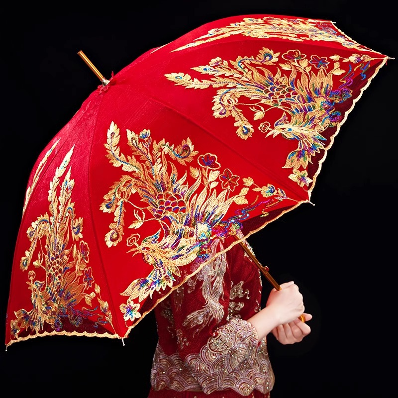 结婚红伞新娘雨伞男方接亲新娘伞双层高端结婚伞迎亲婚伞结婚用品