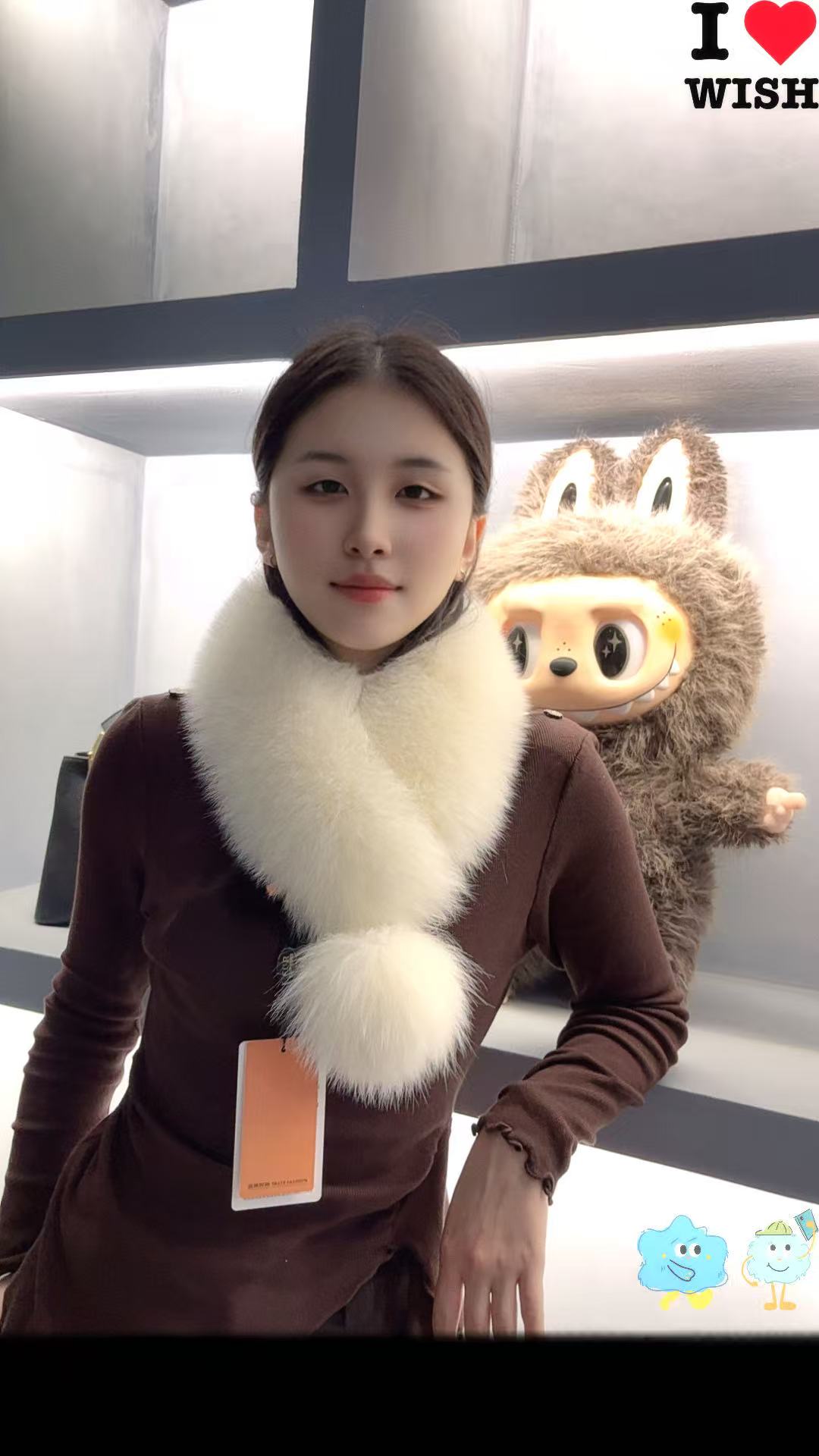 狐狸毛围脖韩版狐狸毛皮草围巾女秋冬百搭毛球磁铁吸扣双面毛