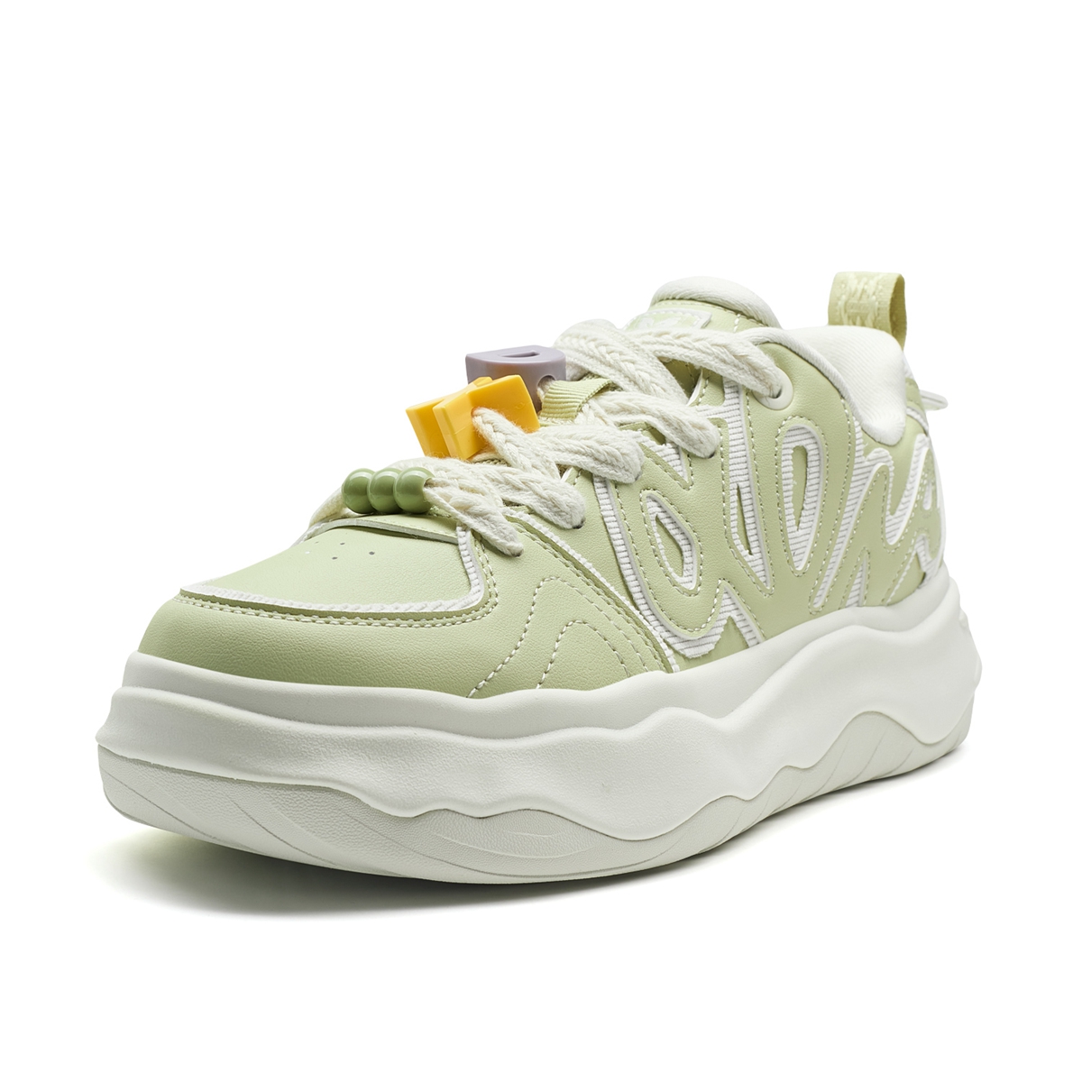 特步可可鞋女2025秋新款皮面厚底百搭休闲运动鞋975318310039