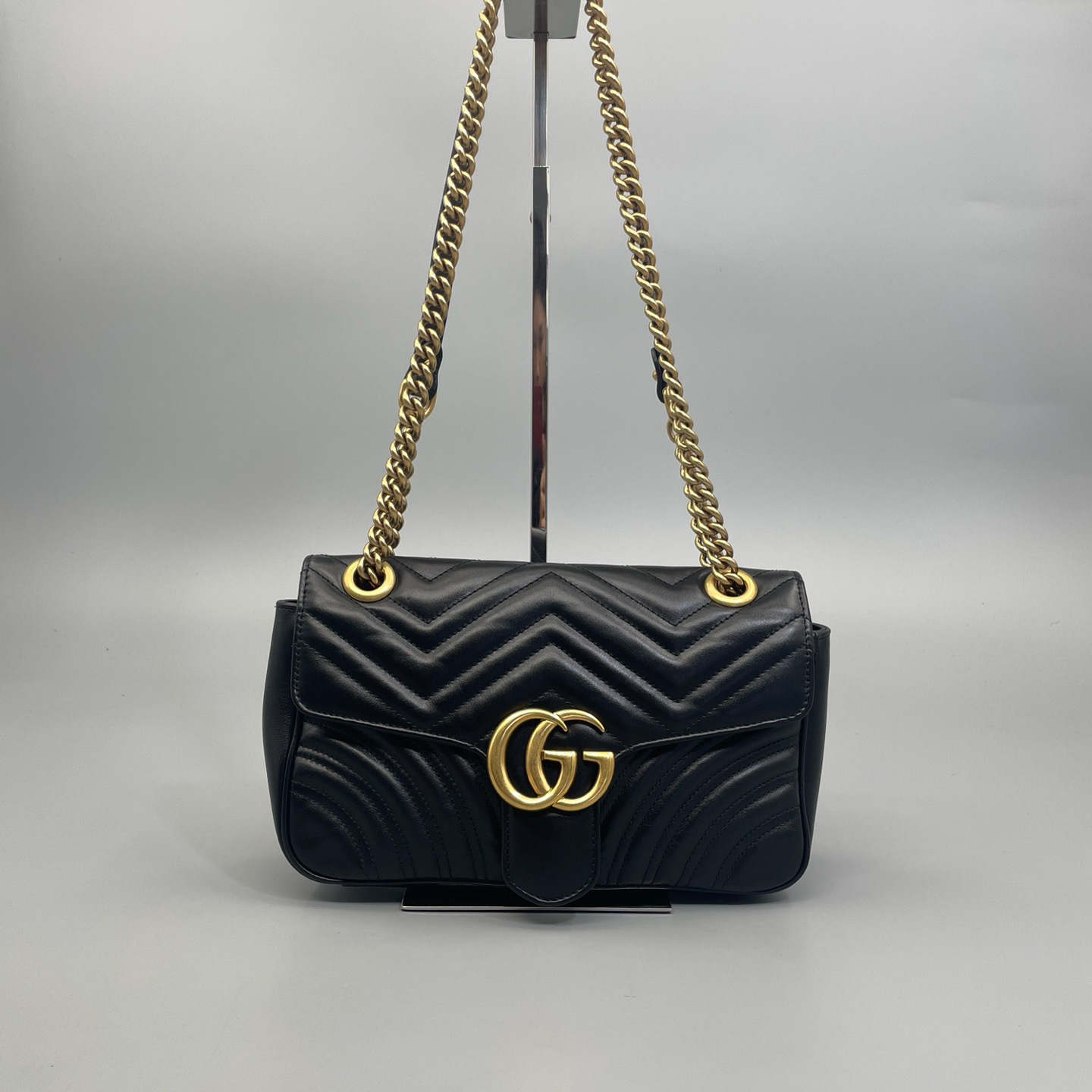 95新 GUCCI/古驰 Marmont马蒙26链条斜挎包 黑标029 26*15 A3836