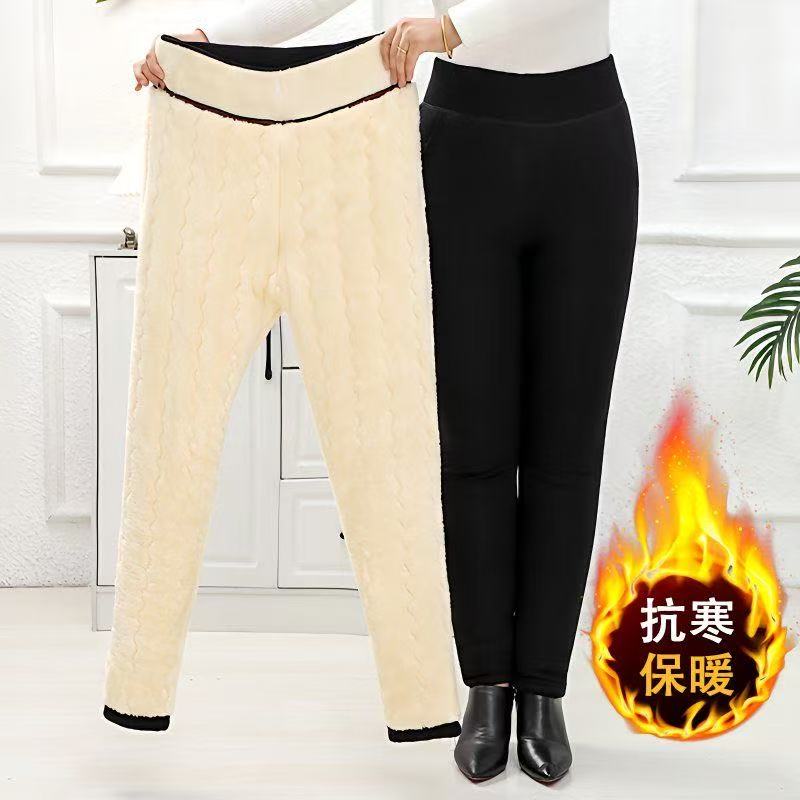 超厚厚款针织高腰中老年高弹棉裤特厚加绒裤子大码190秋冬暖裤