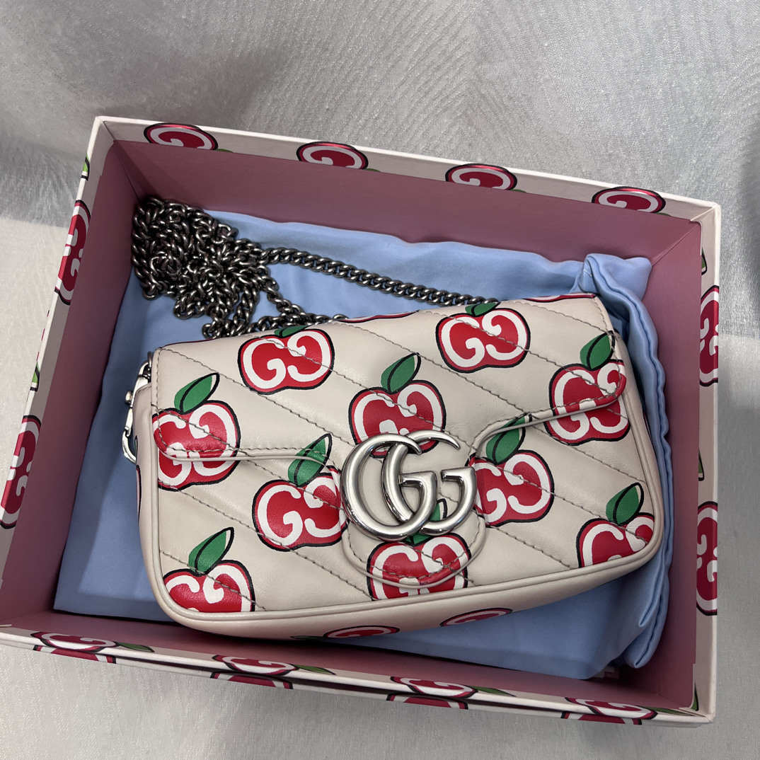 95新 GUCCI/古驰 古驰95新限定樱桃斜挎包单肩奢侈