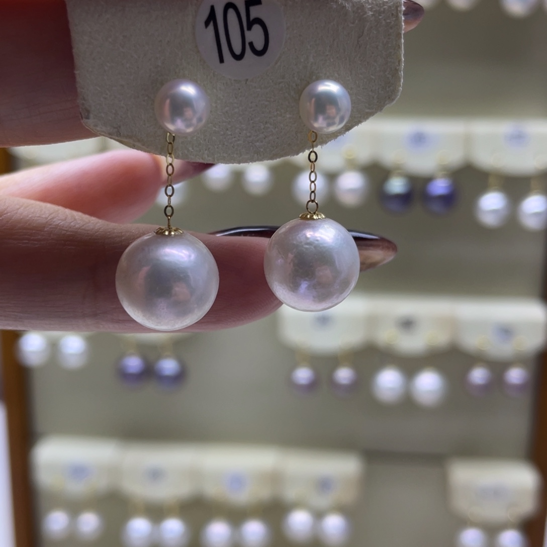 淡水珍珠耳饰18K金镶嵌