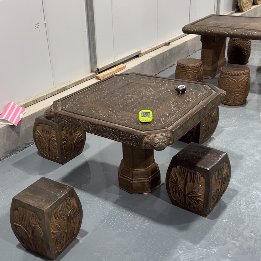 黑青石材质石桌一套