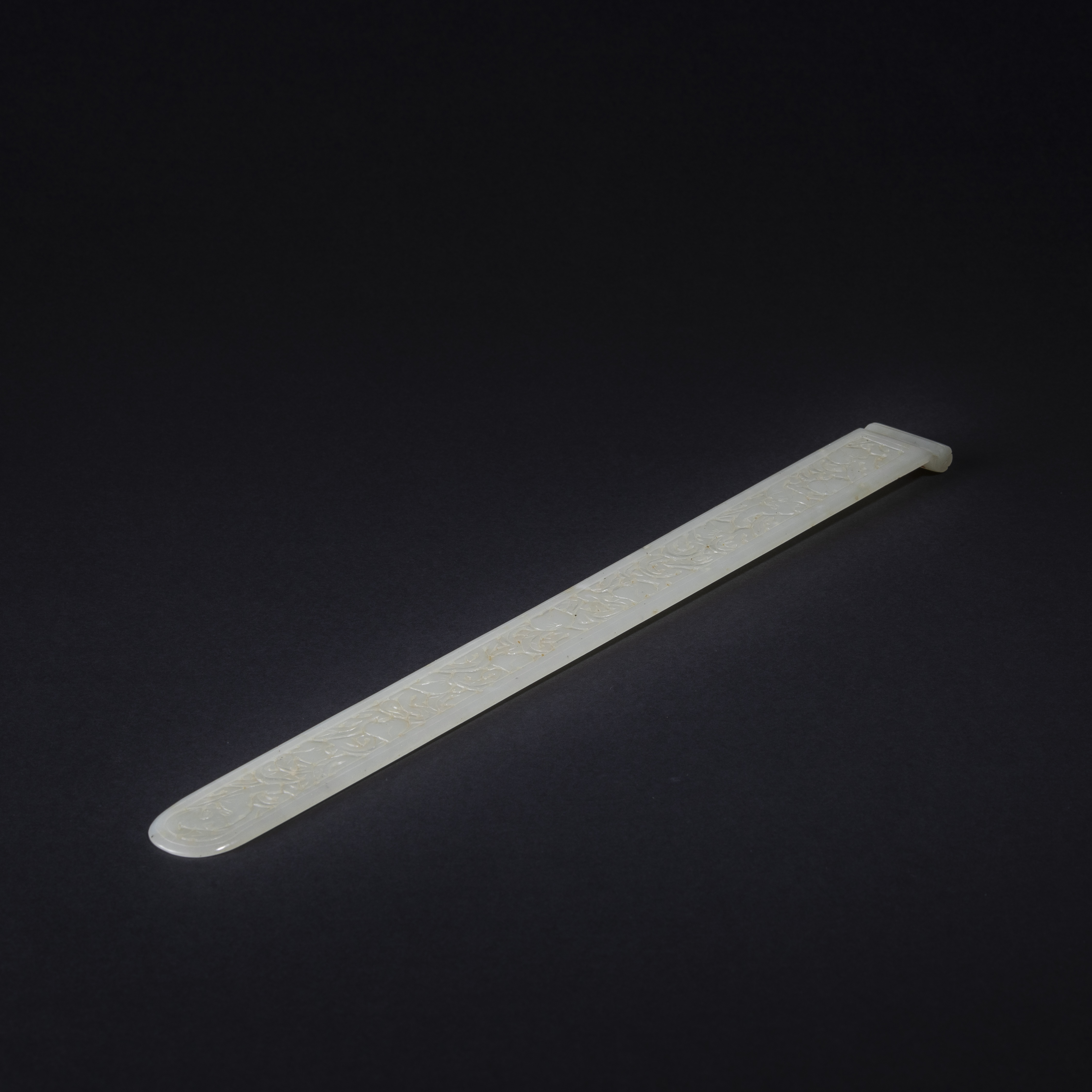 5. 清乾隆 白玉雕福寿延绵扁方【博美艺融小铃铛古董拍卖】