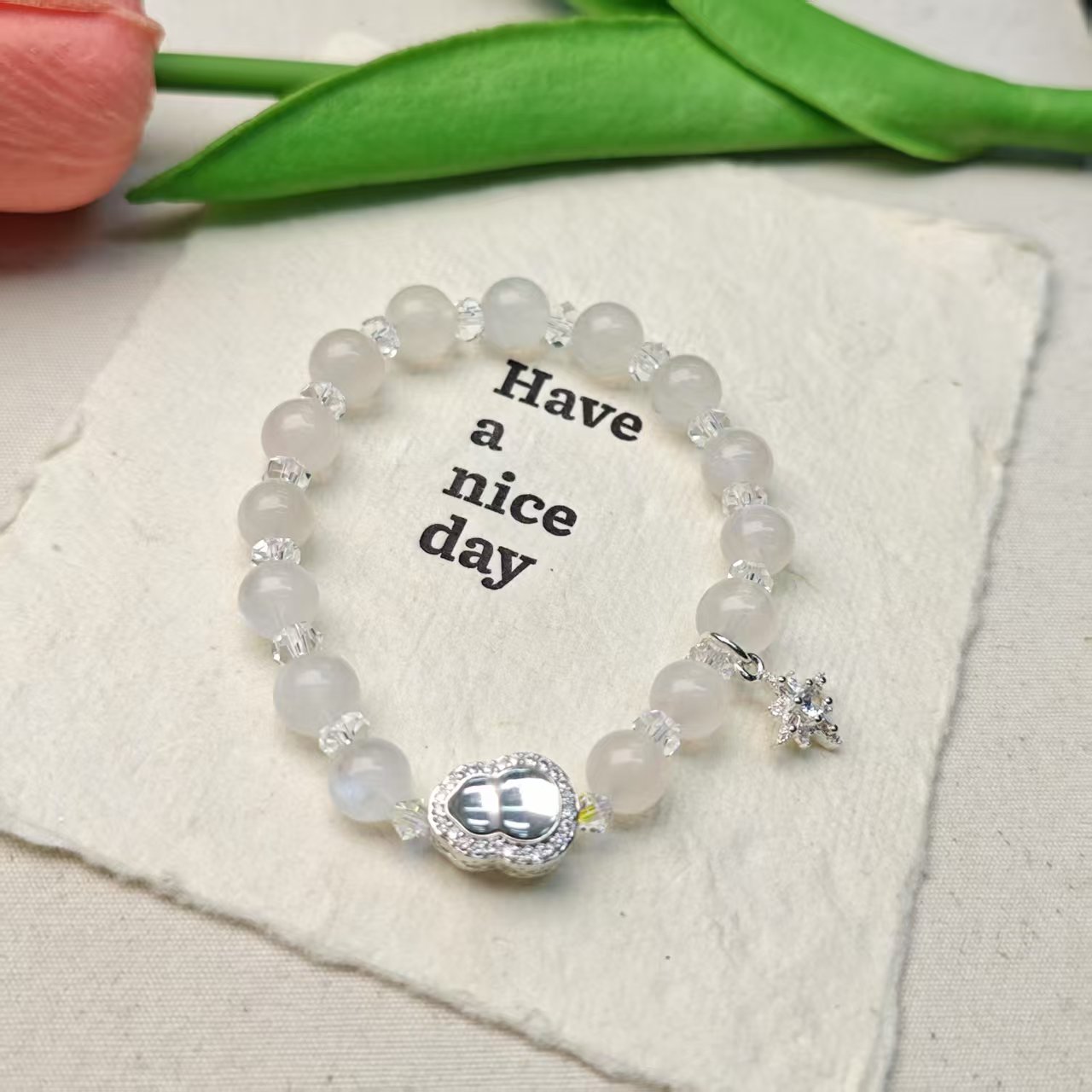 《蓝眼泪》蓝月光长石葫芦手链8+(多样发其一) XF63