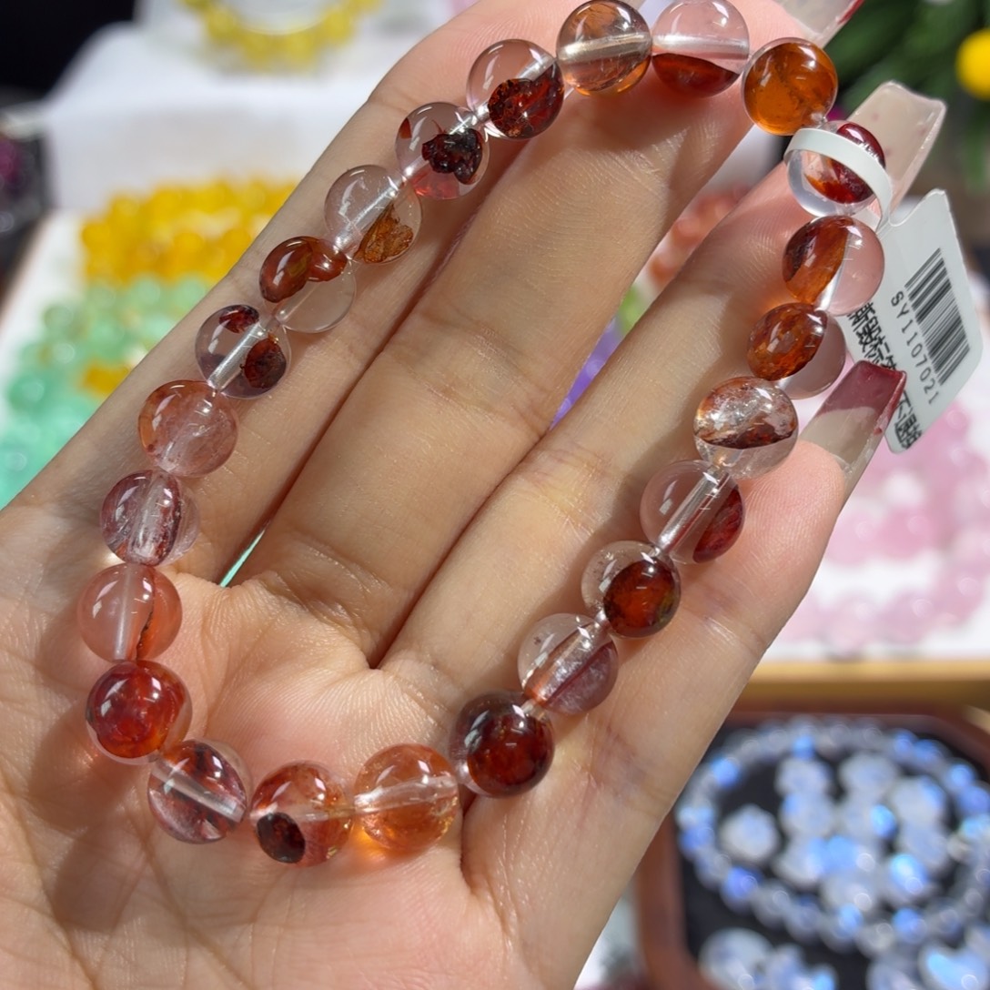 手串未镶嵌水晶红胶花8+