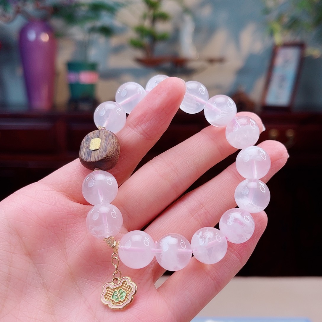 水晶手链18K金镶嵌雪花幽灵