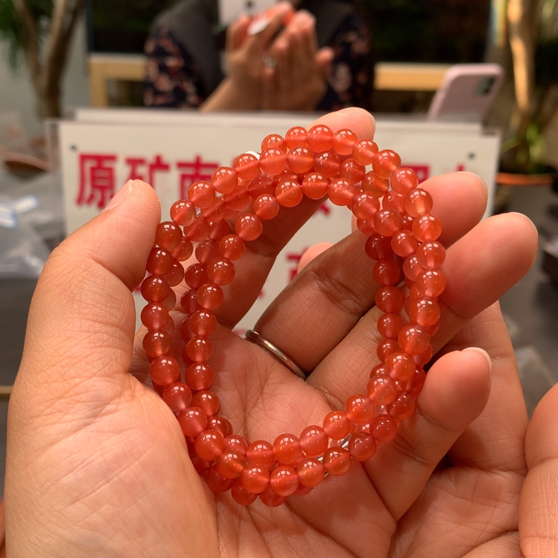 南红玛瑙南红5mm冰粉多圈未镶嵌