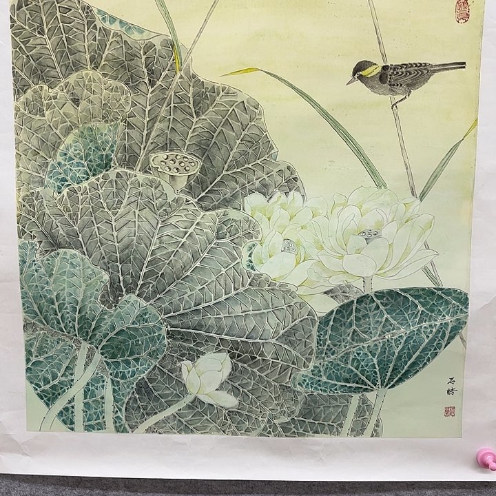 国画河***者花鸟的翅膀是白色和黑色两