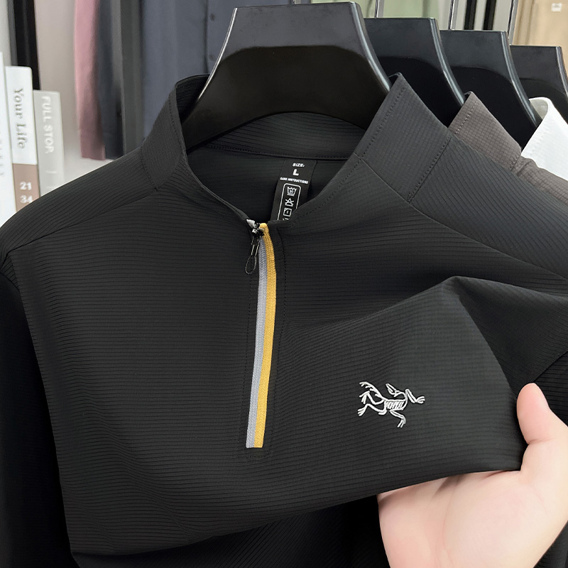 【奥莱1折】春秋新款男士骨架鸟立领双色城市户外系列运动T恤休闲上