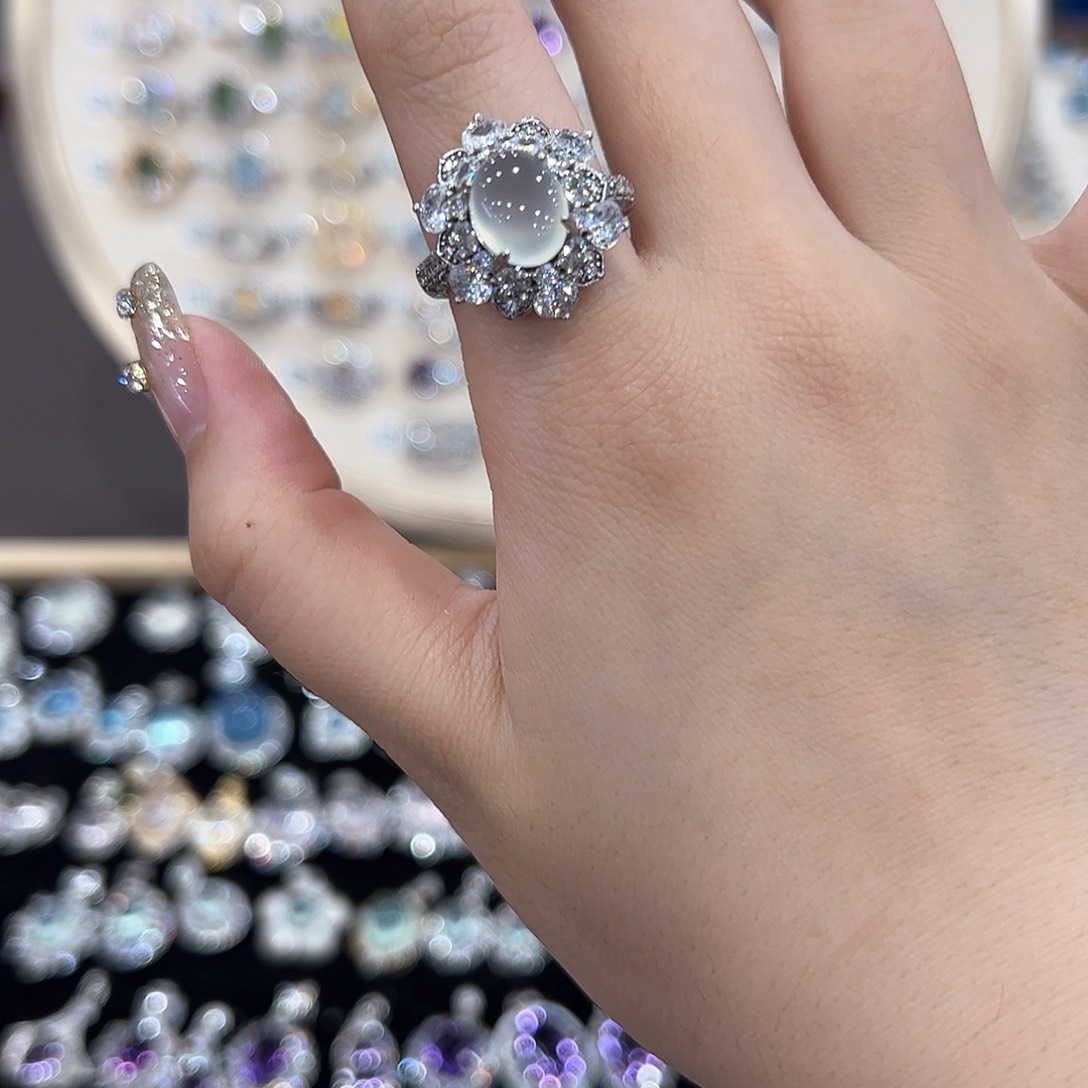 蛇纹石玉银S925镶嵌戒指绝****?