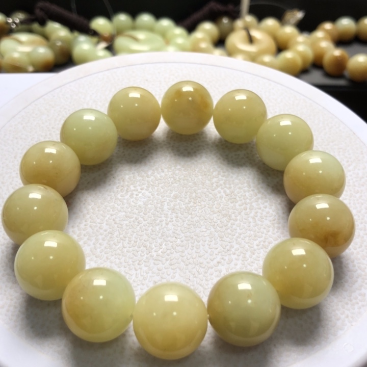 和田玉手串未镶嵌卡16