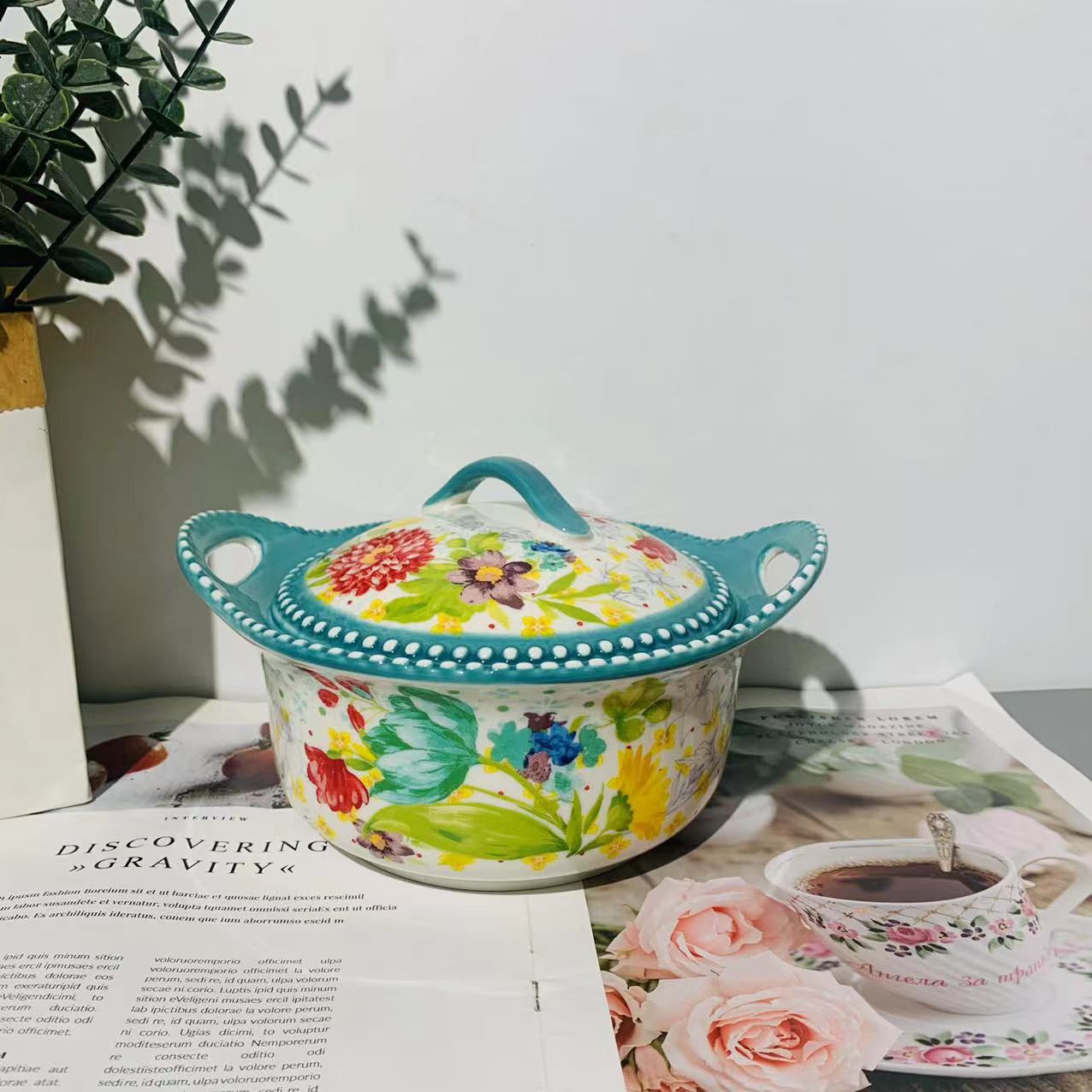 美国先锋-8.5寸双耳带盖元宝盖碗