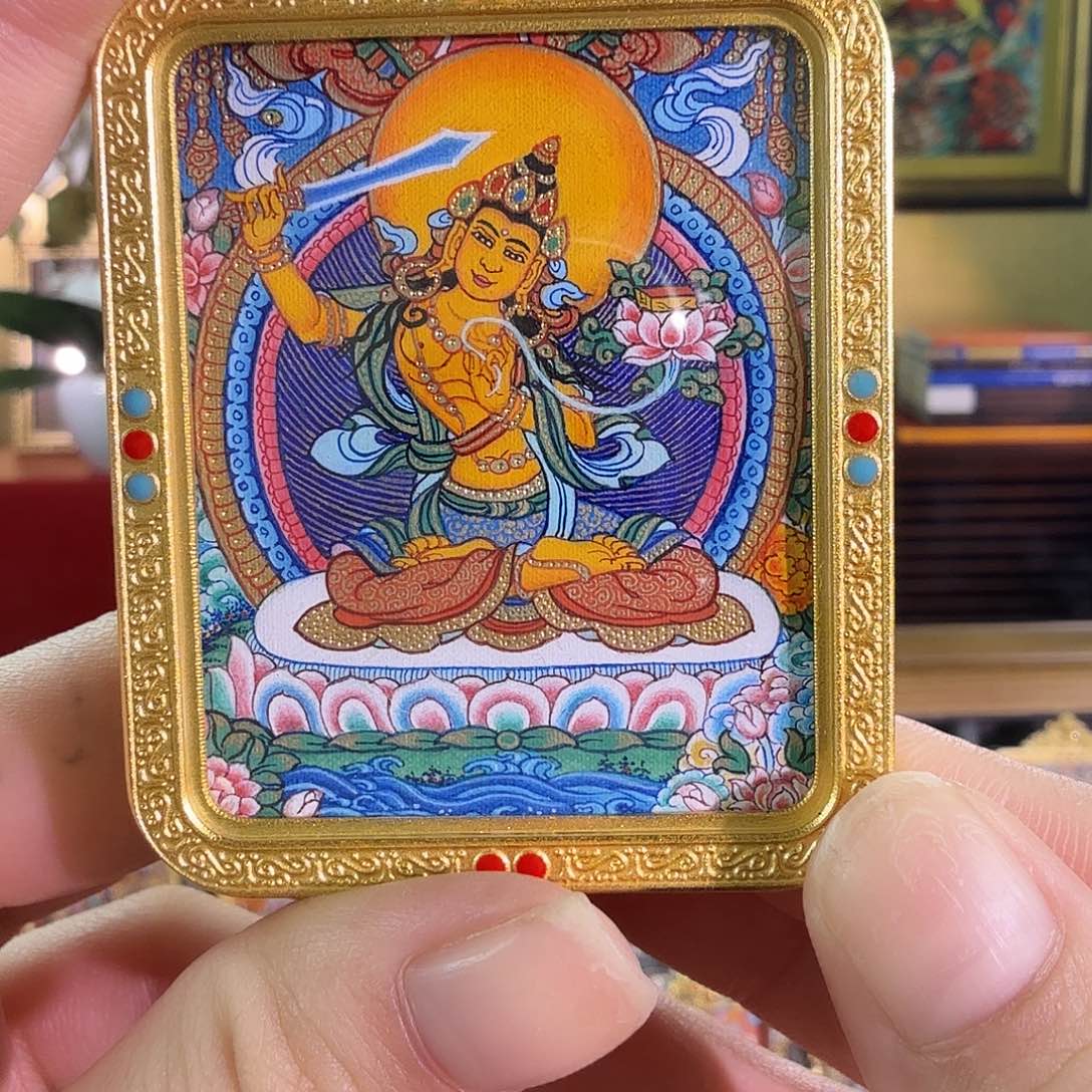 吊坠文殊唐卡久措