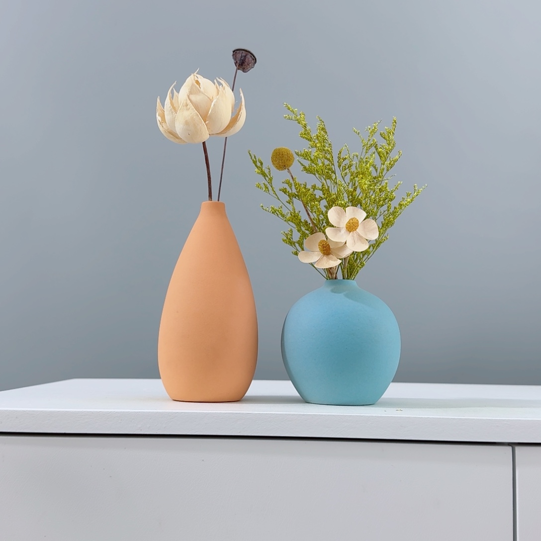 摆件陶瓷花瓶摆件含花总高约20-30cm