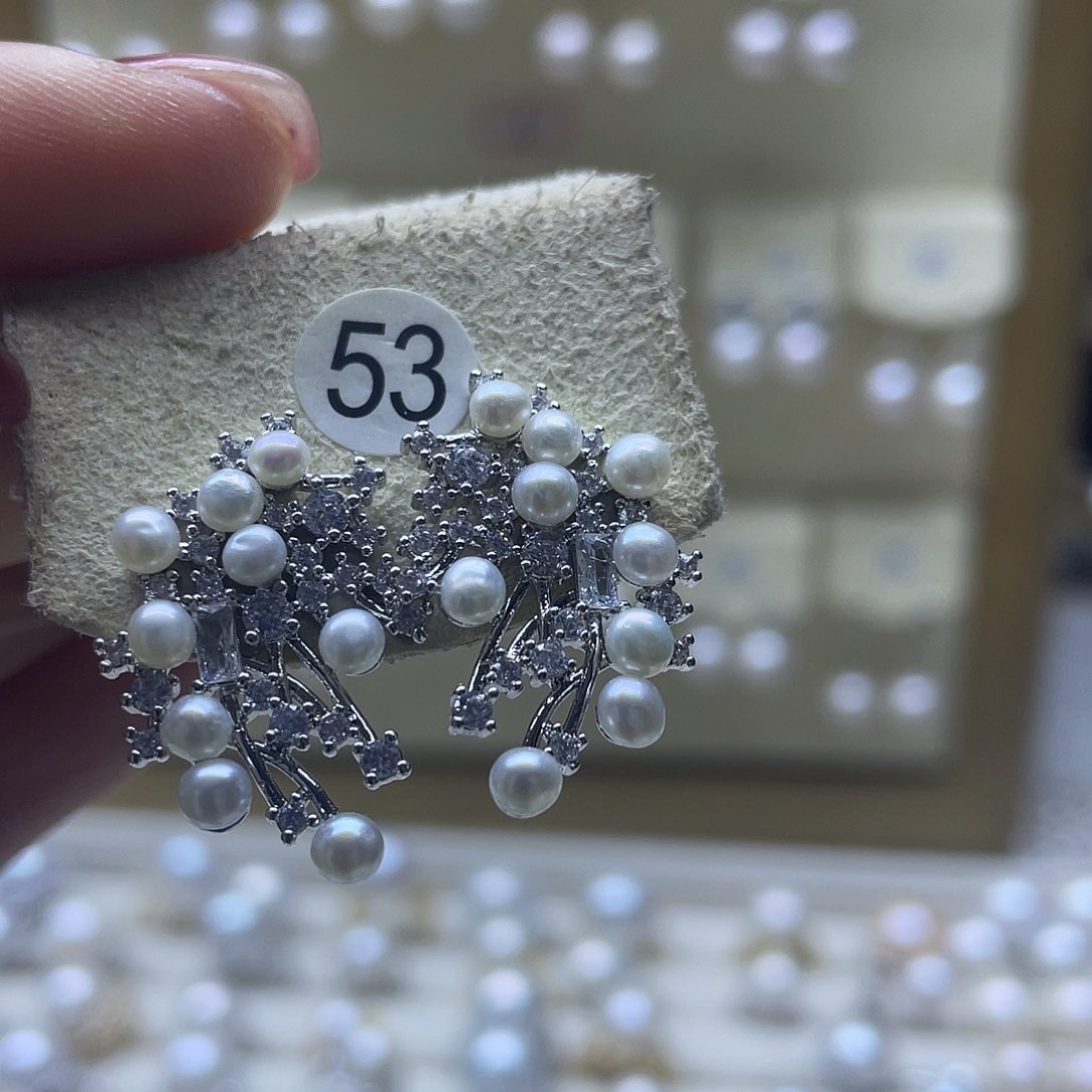 淡水珍珠耳饰银S925镶嵌