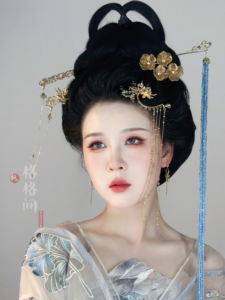格格间原创【青丘】蓝色保色铜发簪子手工燕云唐风游戏同款汉服发饰