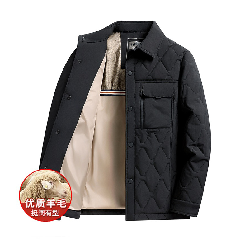 新款商务轻薄含羊毛翻领棉服D5W18500