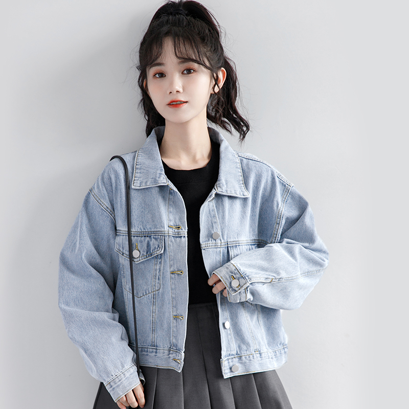 短款女短外套绣花宽松女牛仔夹克上衣休闲韩版港风