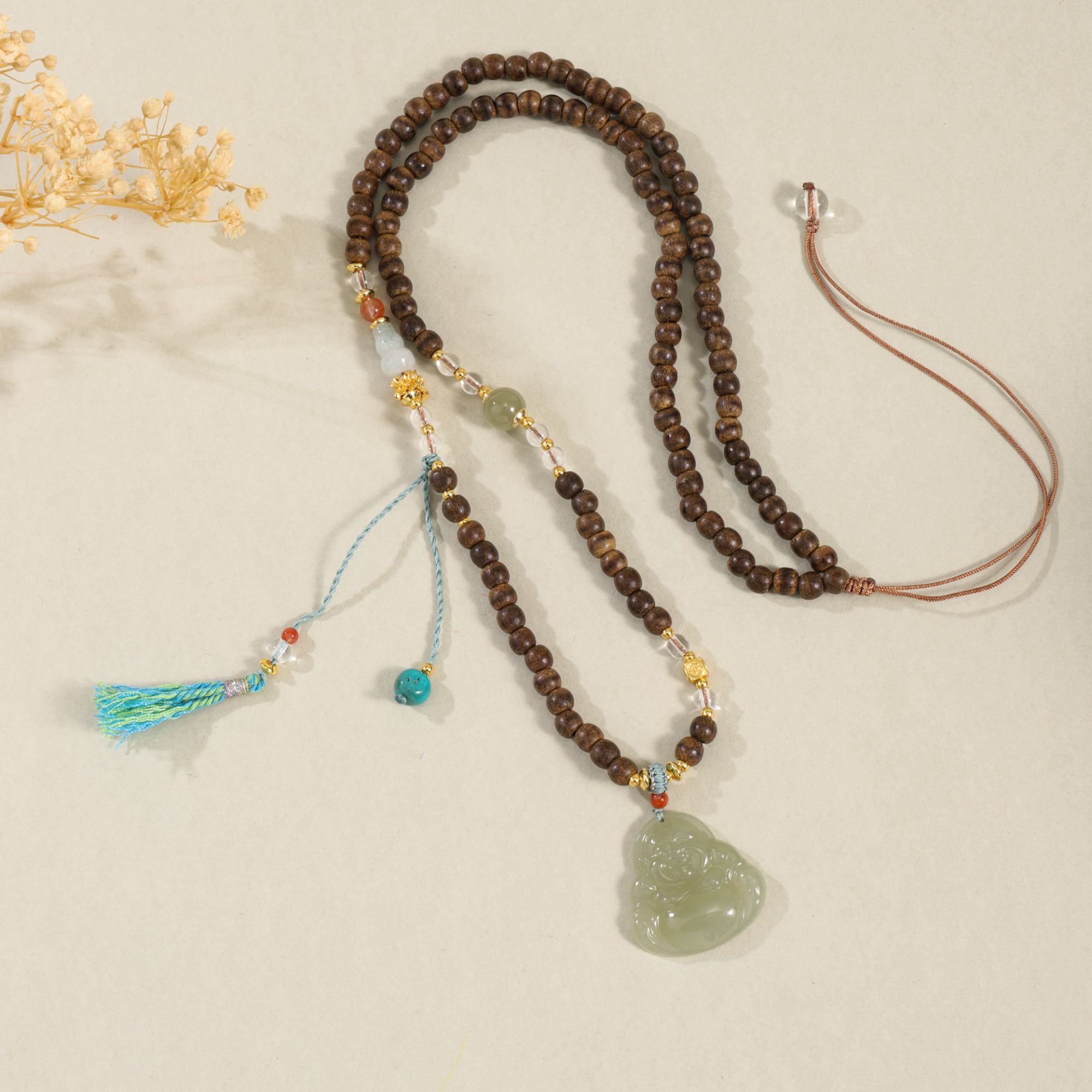 V08和田玉佛公吊坠2.5cm一线沉香链项链（随机礼盒）Z