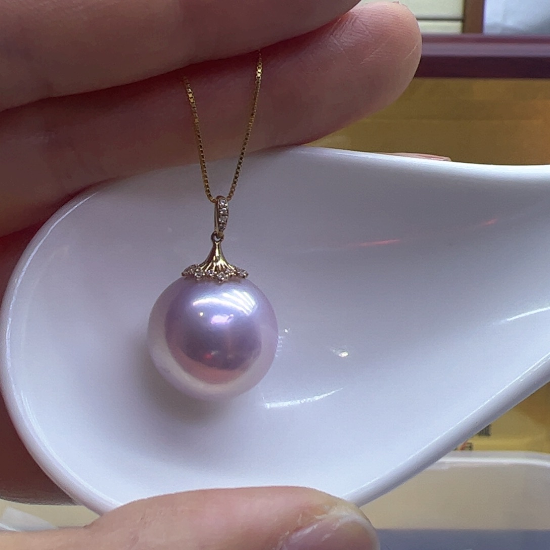 淡水珍珠吊坠(赠链)18K金镶嵌