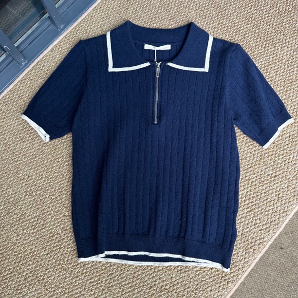 休闲羊毛翻领针织衫