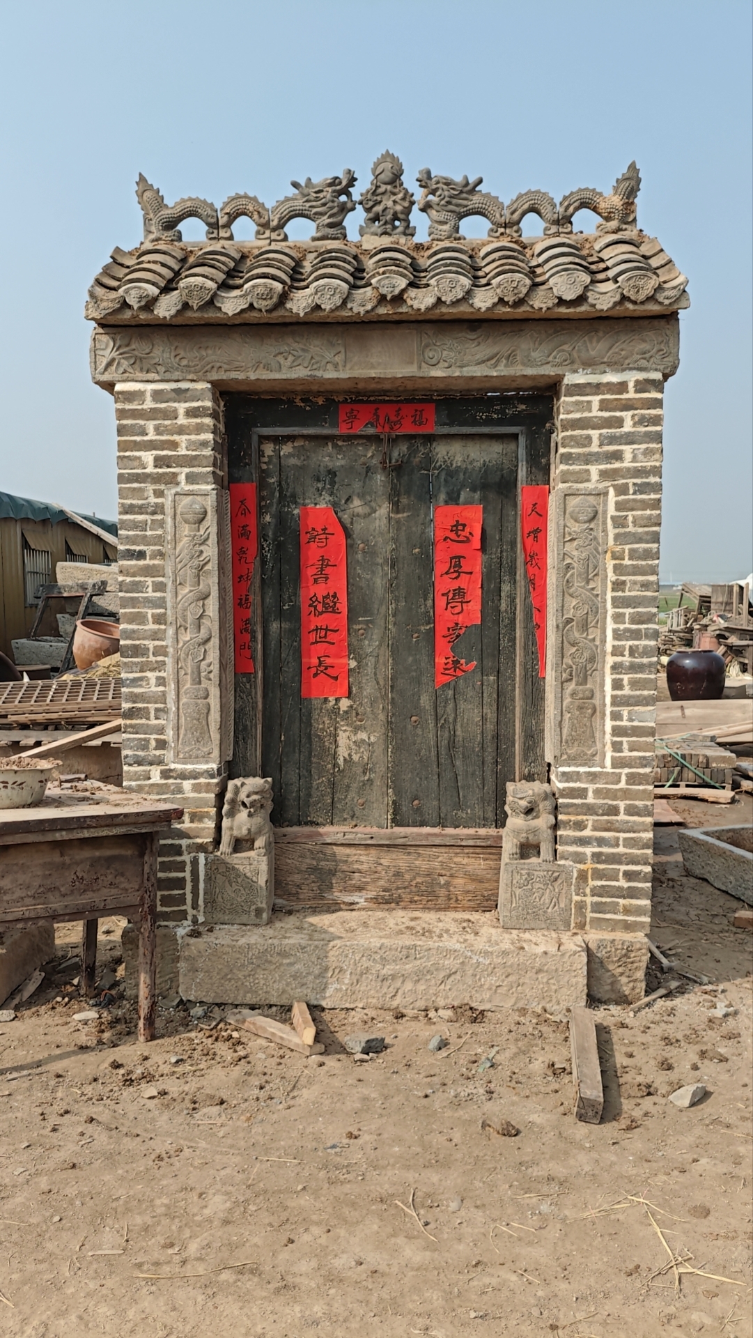 老榆木门，茶台，摆件，景点民俗摆件