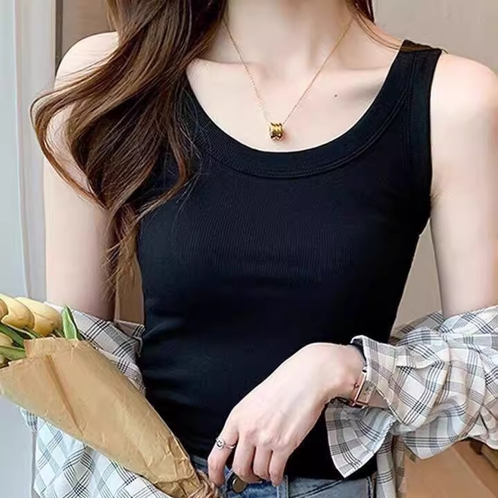 新款螺纹女吊带背心打底内穿修身遮副乳百搭夏季无袖外穿显瘦上衣