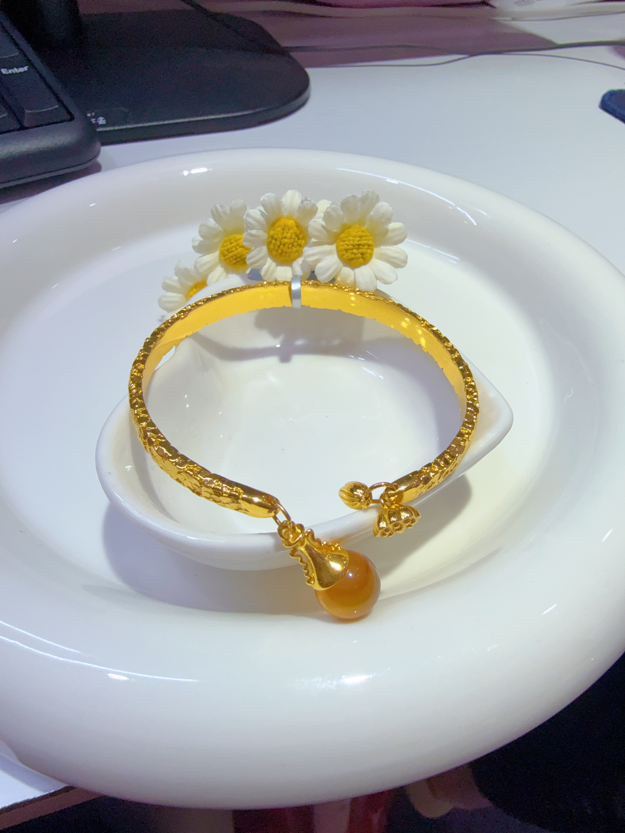 天然琥珀两世欢设计款碎冰冰豪华手镯（标配证书）K545