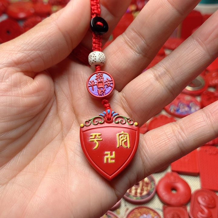 天然辰砂工艺品朱砂钥匙扣