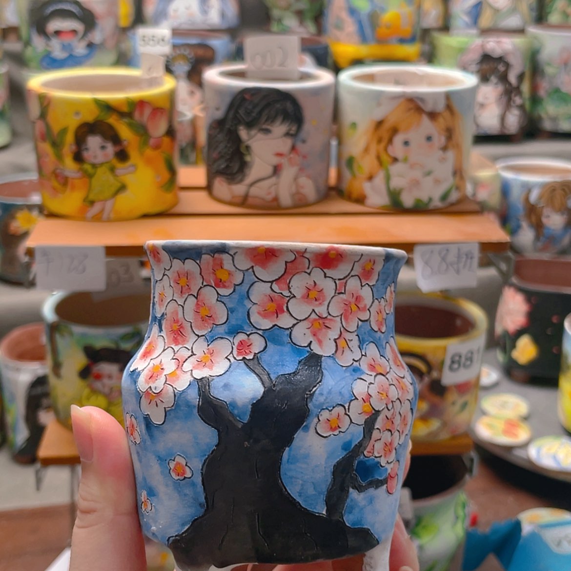 【闪购商品】瓷片陶瓷手绘花盆家用