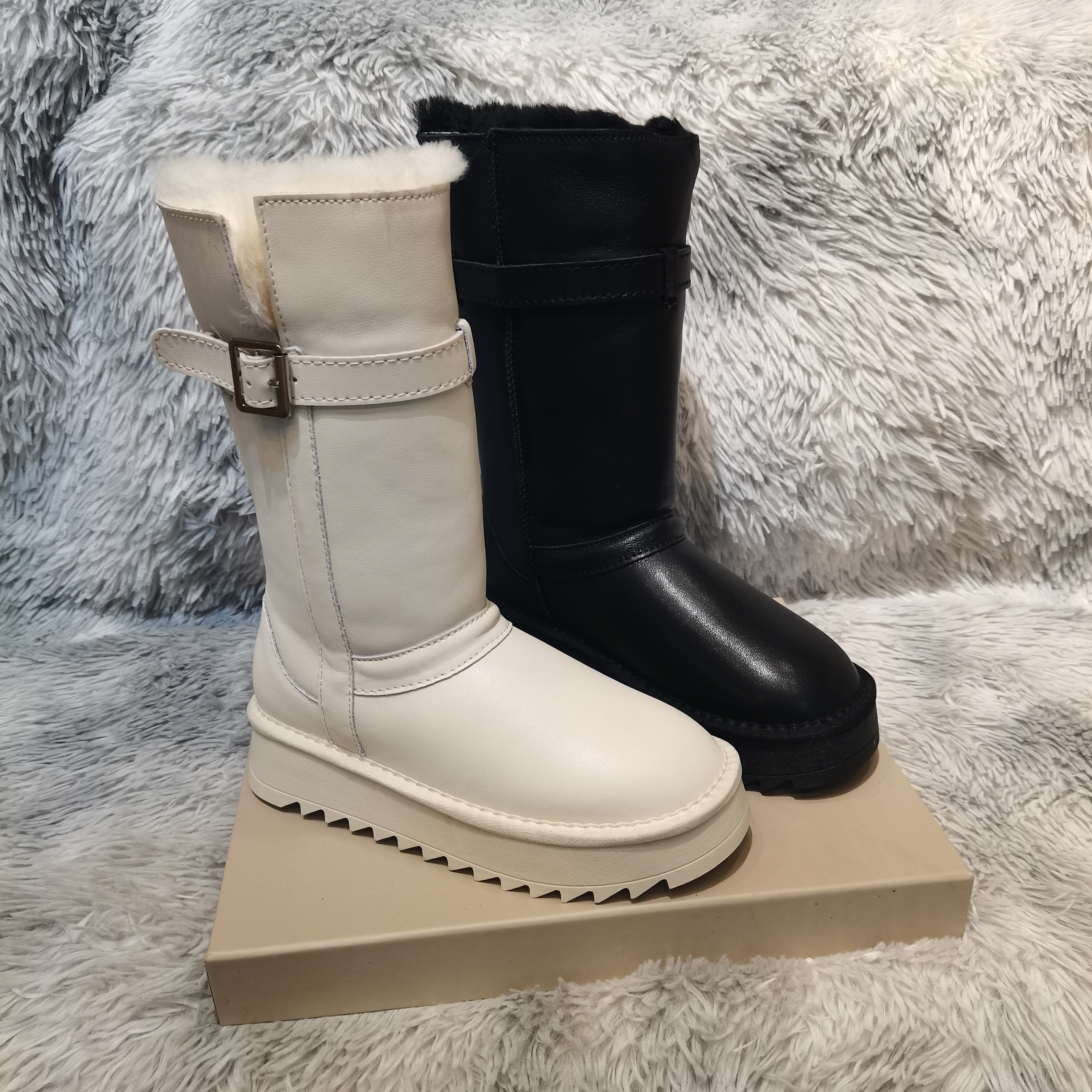 全皮羊毛靴子保暖防滑时尚雪地靴长筒冬季