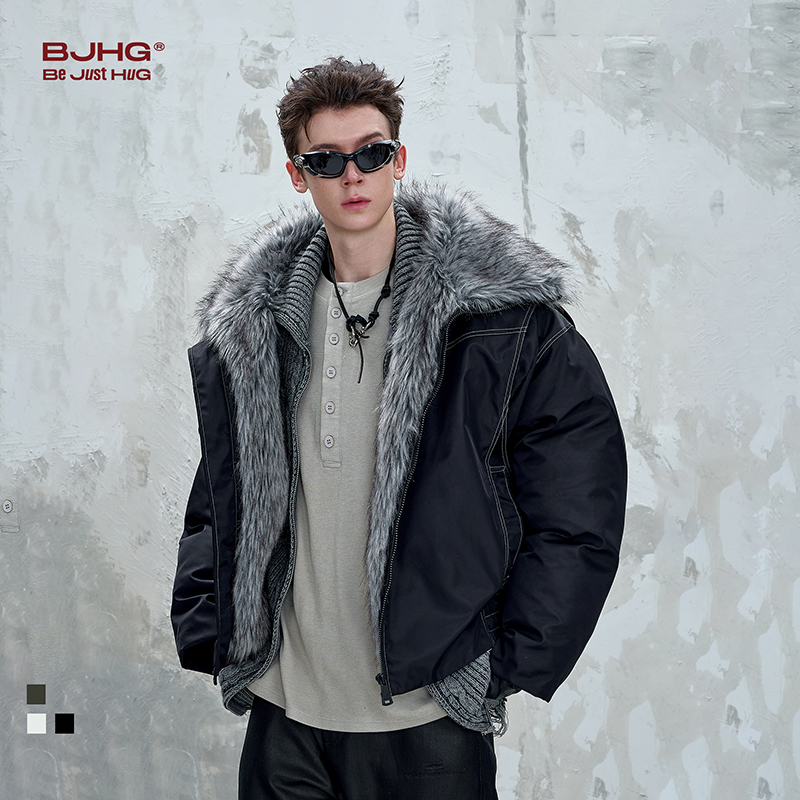BJHG不计后果座山雕外套棉服男女款冬装痞帅高级外套毛领棉衣