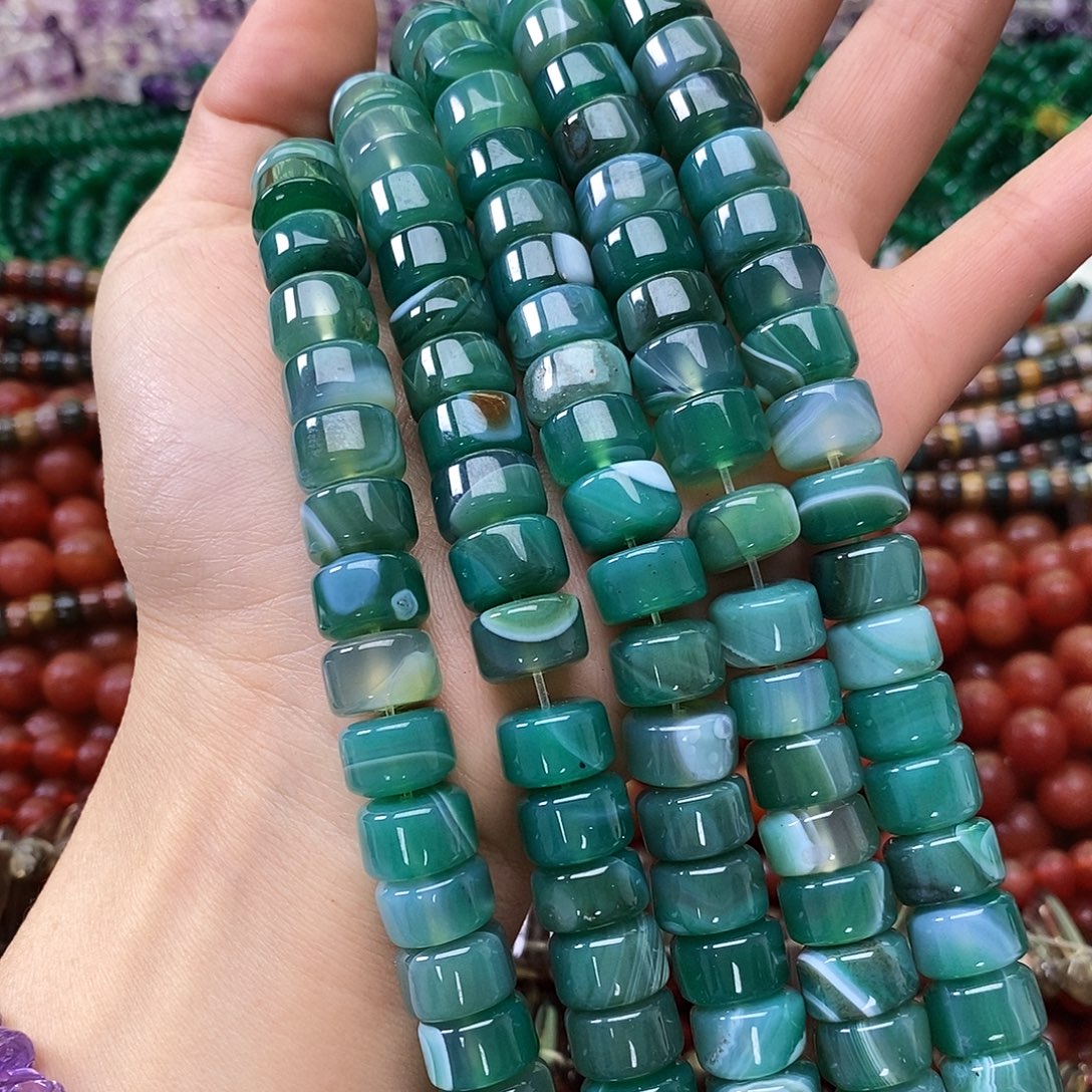 玛瑙/玉髓合金珠宝半成品绿玛瑙一条