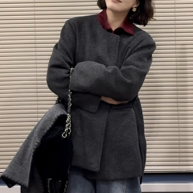 秋冬短款毛呢外套女时尚百搭