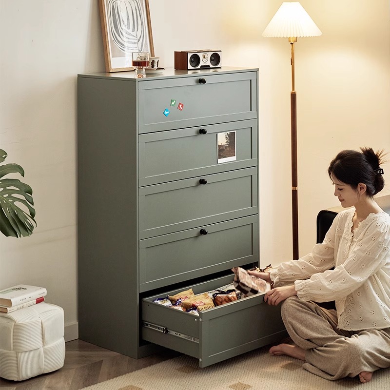万倍乐北欧风斗柜简约现代艺术图案清新风金属多功能金属衣柜