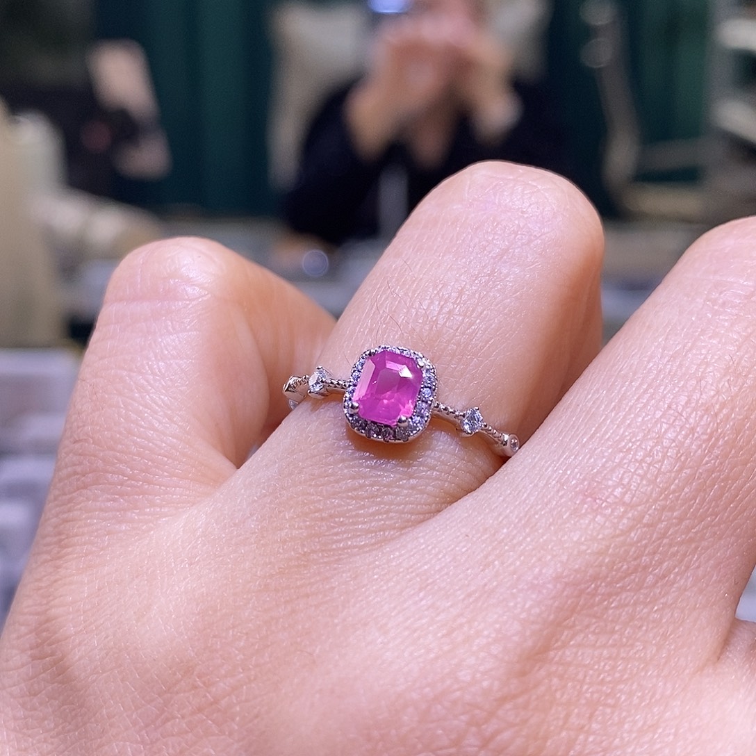 戒指尖晶石银S925镶嵌天然马亨盖