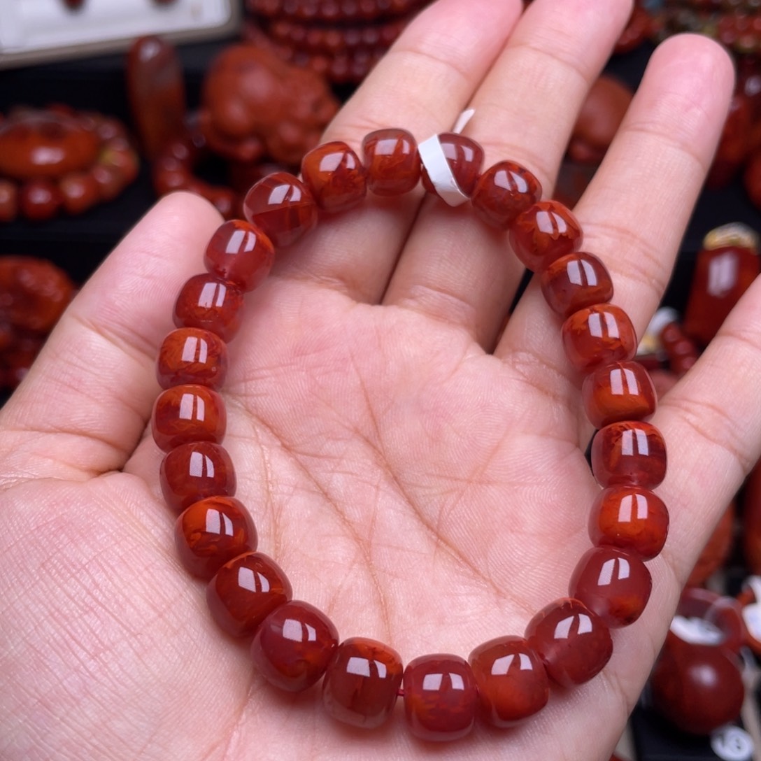 南红玛瑙珠宝奇石未镶嵌单圈9.5mm