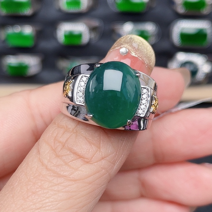 翡翠戒指银S925镶嵌编号2290没有运费险