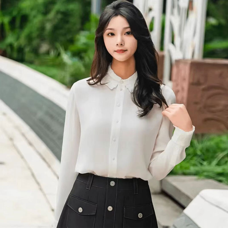 【商场同款】早秋新款简约百搭气质显瘦轻职场长袖衬衫衬衣1300126