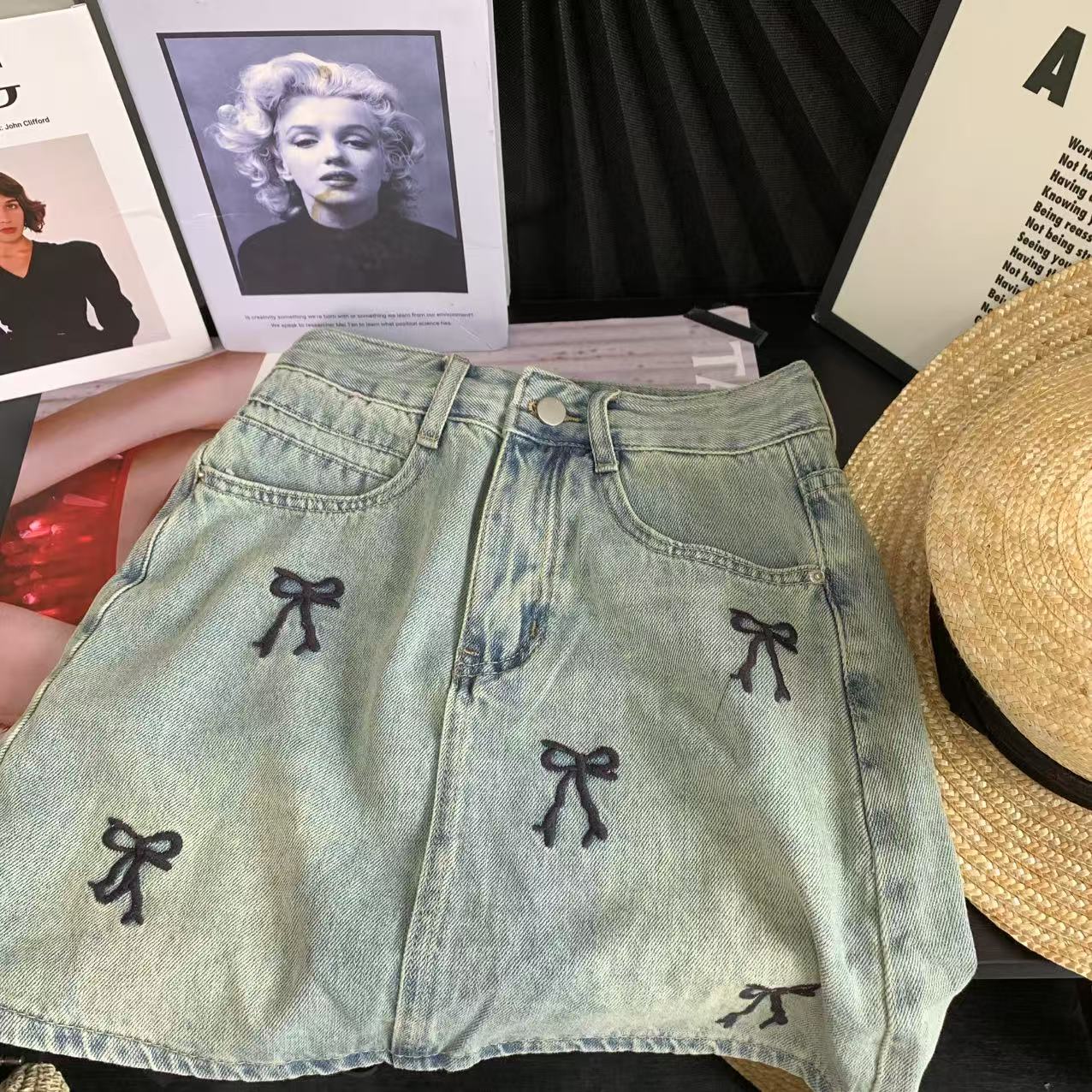 【 雨•美 推荐 】56265刺绣蝴蝶结短裙