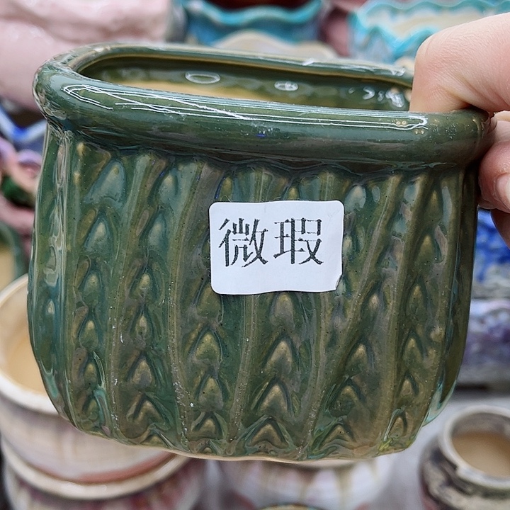 多肉绿植陶瓷花盆9.9包邮，有孔